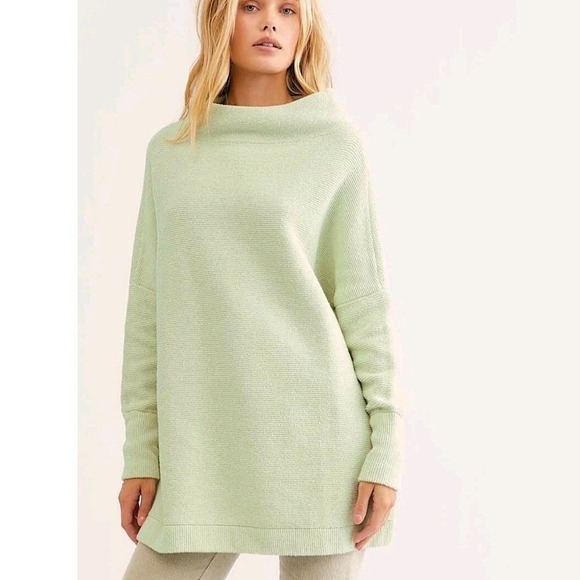 Free People Tops - Free People Ottoman Slouchy Tunic Sweater AGreen Mock Neck OB432957 Large